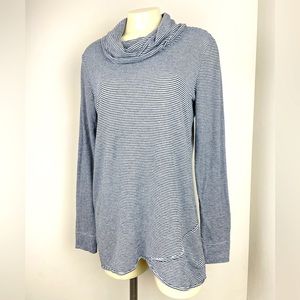 Loft Black and White Striped Cowl Neck Top Size Medium